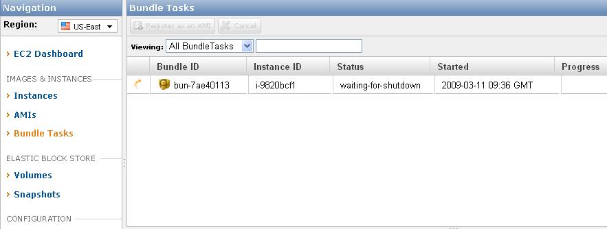 4. Go to Bundle Tasks and wait for the task to complete. This may take a while.