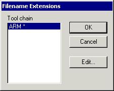 Menus Filename Extensions dialog box The Filename Extensions dialog box is available from the Tools menu.