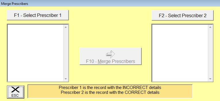 This will bring up the merge prescriber screen.