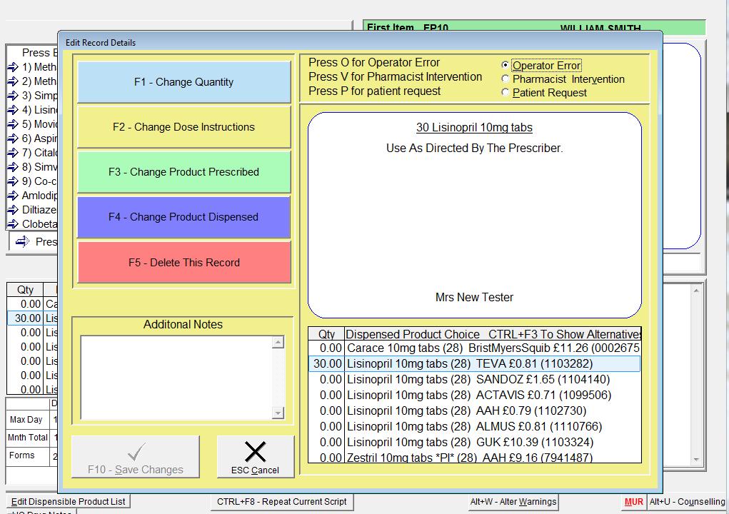 Deleting / Amending Items from the PMR To delete an item from a patients PMR, select the patient, highlight the required item and press ALT-R. You can now press F5 to delete the Item.