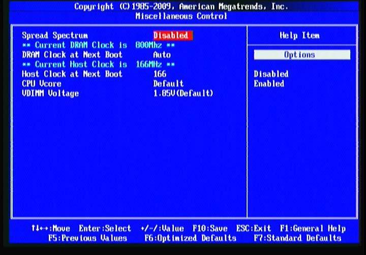 3-10 Miscellaneous Control Spread Spectrum The optional settings are: Enabled; Disabled. DRAM Clock at Next Boot This item allows you to set DRAM clock.