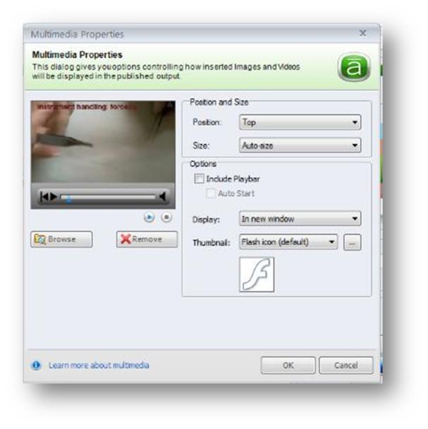 Select your skin and click on Finish 4.2.4 Add Video to an Articulate Project 1. Generate the Flash stream link for the F4V video (refer to 4.2.1) 2.