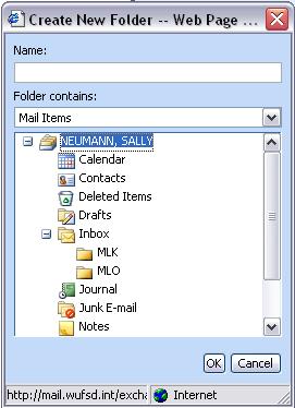 Choose what type of information will be stored in the folder. In this case the folder will contain e-mails items.