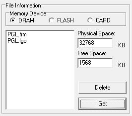 File Delete: provides the ability to delete files from the memory devices (see page 106). File Format: provides the ability to format the memory devices (see page 106).