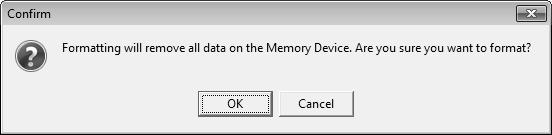 File Format To format the Memory Device, use the File Format subsection. Simply select the target Memory Device and click Format. This action deletes all files in that device.