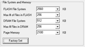 This section reviews the different features of Advanced Setup. File System and Memory: Defines how memory is allocated within the system (see page 110).