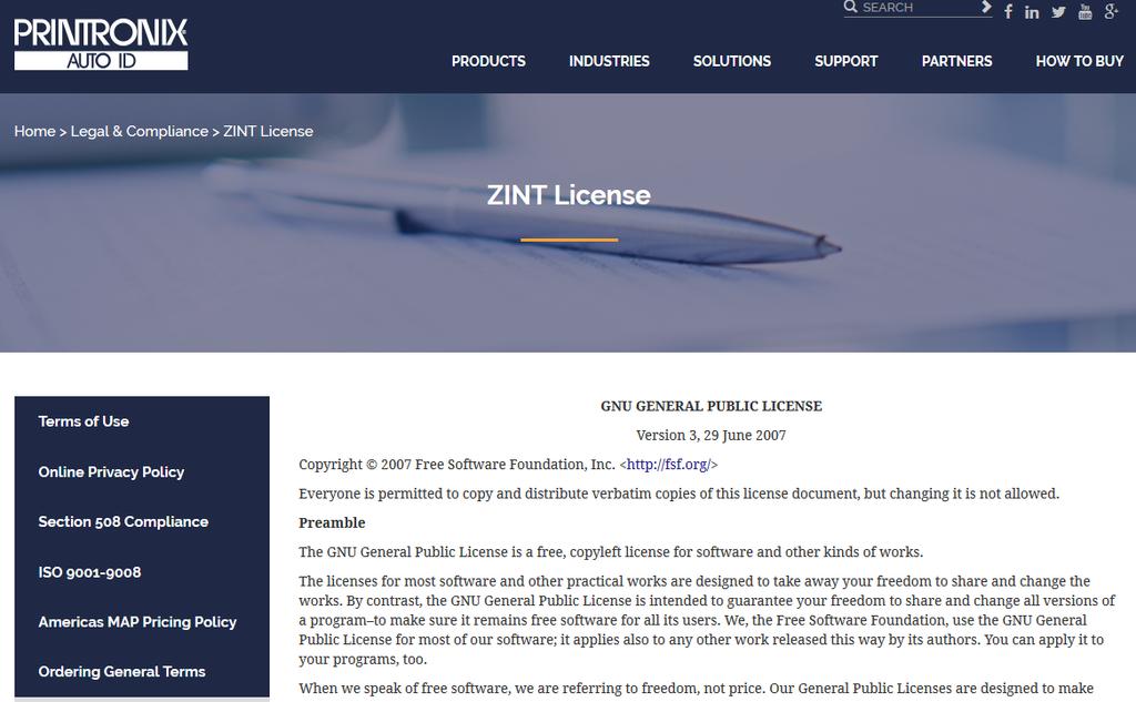 In addition to the GPL license included within this T2N User s Manual, Printronix Auto ID Technology has made available the Zint source code, binaries for the ARM9, and all build procedures on the