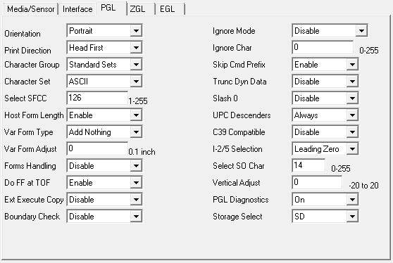 PGL Tab PGL Setup options and the factory default settings are shown in Figure 19.