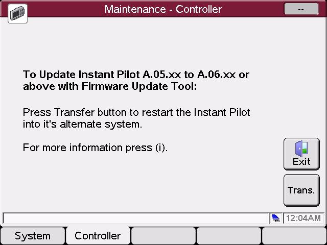Updates via Instant Pilot (G4208A) 7 Update Information for A.05.1x Firmware Figure 67 Update Information for firmware A.05.1x 4 Press the Transfer button.