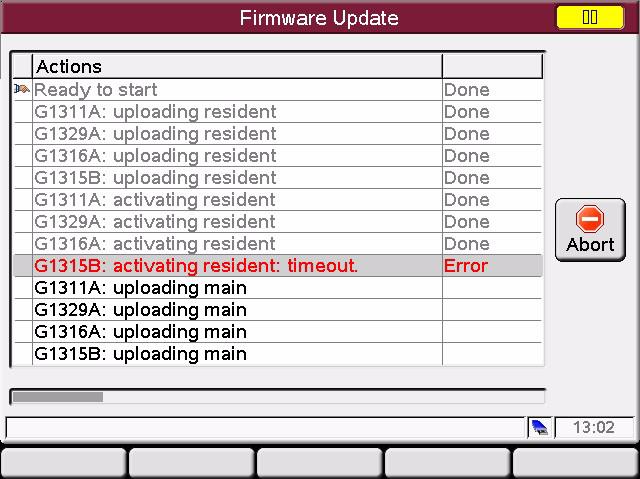 Updates via Instant Pilot (G4208A) 7 Errors During Firmware Updates Errors During Firmware Updates If an error stops the update process, it is displayed.