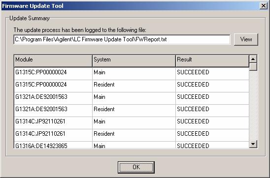 Updates via LAN/RS-232 Firmware Update Tool 5 Doing the Firmware Update Figure 43 Report screen 3 If desired,