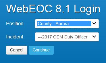 During an SEOC activation, the WebEOC incident will correspond to the activation. When you log in to WebEOC, or change positions, you are taken directly to the Home page.