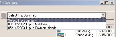 10.4. Selecting a Trip Summary A trip summary can be selected with Select Trip Summary combo box at the right of the tool bar in the main window.
