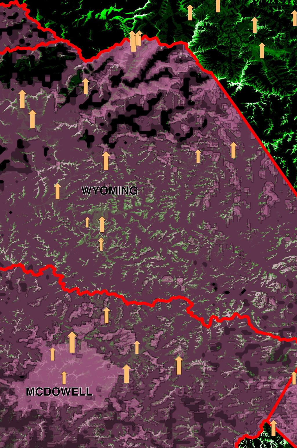 Coverage Analysis Wireless Main data source: GeoTel Coverage polygons by provider and spectrum (purple transparent polygons, right) Data validation: Elevation data from USGS