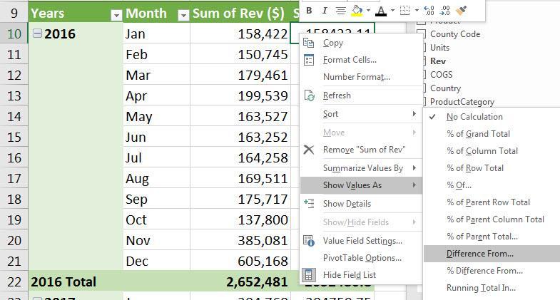 Go back to the MonthlyReport PivotTable on the sheet named PT(2). ii.