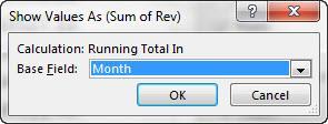 12) Example 12: Add a Show Values As Running Total calculation to the MonthlyReport PivotTable i.