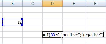 Example: =IF(B3>0, positive, negative ) returns the text value positive if the value in