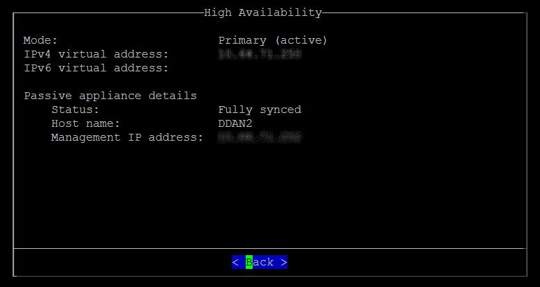 Using the Preconfiguration Console The High Availability screen appears. The following table shows the on-screen labels and high availability configuration details. Table 4-1.