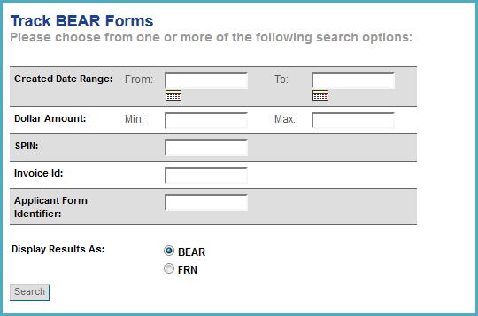 Track Form Billed Entity Applicant Home Page To view a certified form or to continue an incomplete form, click Track Form in the menu at the top of the page. A search tool will open on the next page.