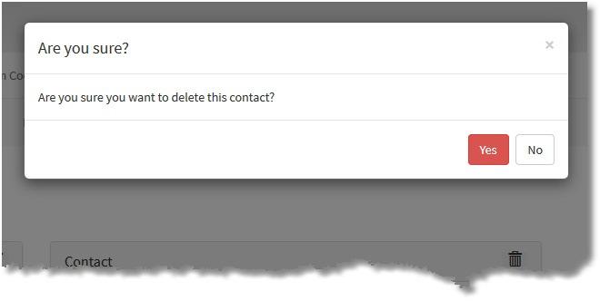 Companies Contacts Display/Add/Change/Delete Delete 1. Click the Trash Can icon in the upper right of the contact window to be deleted. 2.