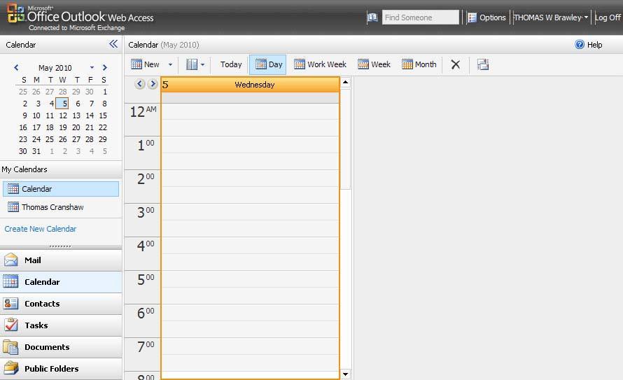 Click the Day View button to view the daily schedule of the date selected in the Date Navigator. 3. Click the Work Week View button to view the schedule for the week selected in the Date Navigator. 4.