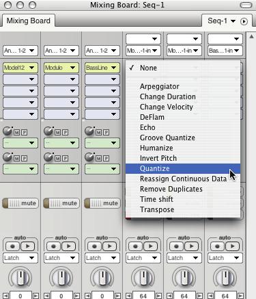 1 Open the Mixing Board by selecting Mixing Board under the Project menu, or by clicking the Mixing Board tab in the Consolidated Window.