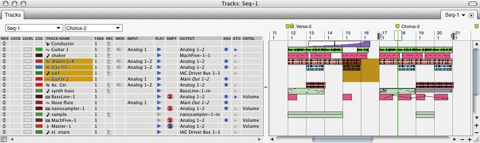 For more information, see chapter 18, Tracks Window (page 149) in the DP User Guide. Sequence menu Choose what sequence you want to work with here.