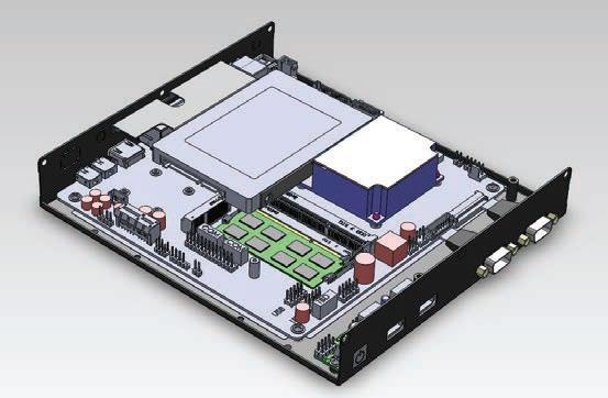 TA data and SATA power right angle connectors into the mainboard and lay across board.