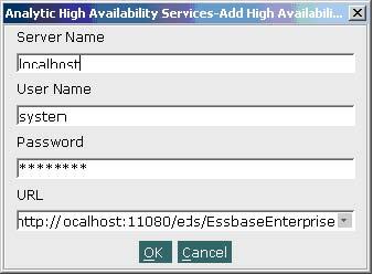Enter the Server Name, user credentials, and IP address of the machine where the server is running, and click OK.