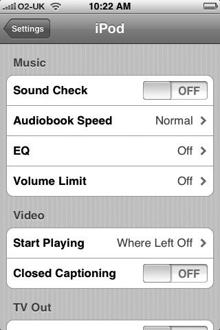 Chapter 3 Enjoy Music and Video on the ipod or iphone 61 FIGURE 3-7 From the settings screen called ipod (left) or the Music settings screen, use the EQ screen (right) to apply an equalization to the