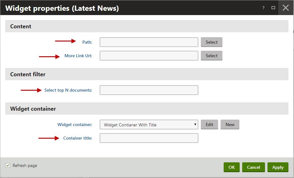 Latest News Displays clickable news headlines in a list. 1. A list of news is needed. You can use a list that has already been entered, or create a new list of news. (See News section for details). 2.