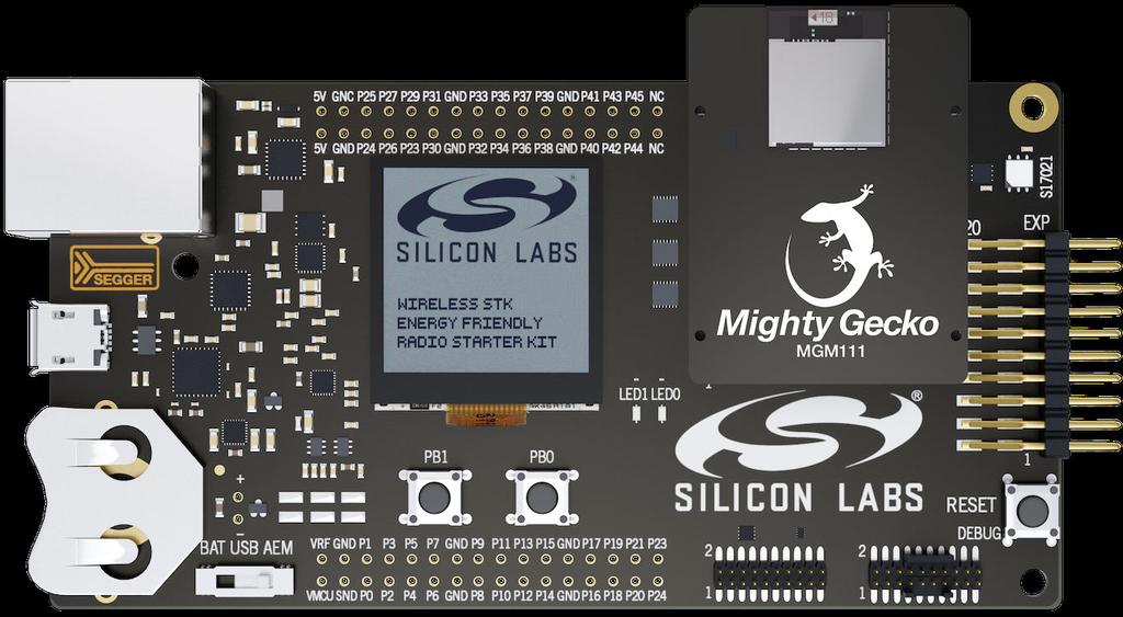 Hardware Overview 2. Hardware Overview 2.1 Hardware Layout The layout of the MGM111 Mighty Gecko Module Wireless Starter Kit is shown in the figure below.