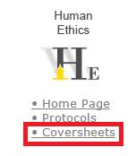 5.01 Coversheets Selecting this option from the Desktop menu will give you a list of all coversheets that you have created or have been listed on as an investigator.