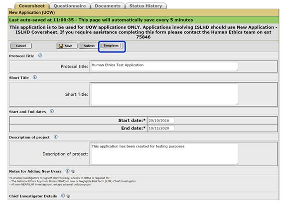 6.02 Accessing Templates All templates are accessible from all coversheets.
