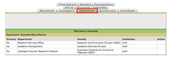 This tab shows both internal and external investigators.