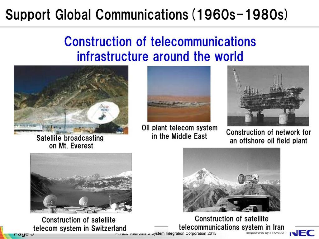 In sixties, our business expanded to the worldwide telecom infrastructure.