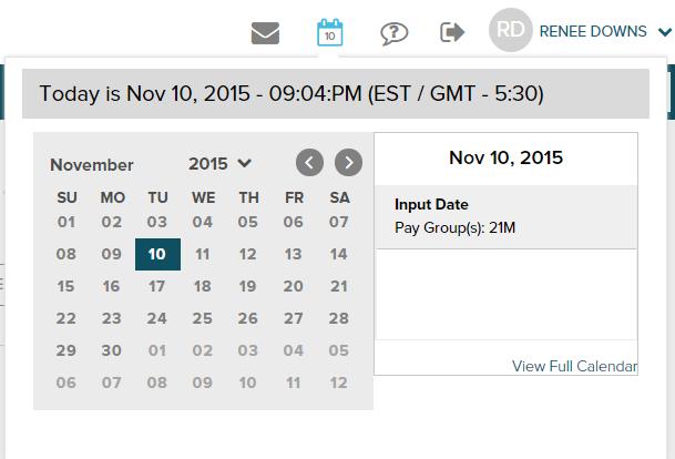 By clicking the calendar icon, you are able to view: The employee schedule calendar includes your work schedule. The company calendar includes holidays and special events.