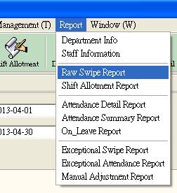 Generate Reports Raw Swipe Record Report