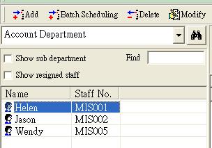 Select staff and then click Add. Select Shift Name.