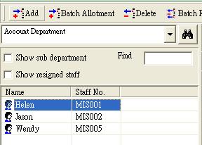 Select staff and then click Add