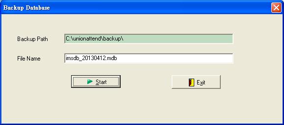 The default backup file name will be displayed. If you accept the name, you just click the button Start or you can change it. The default path is the backup location stored in the system.