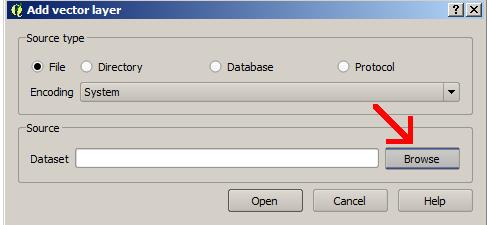 SHP) as a default to help selecting only shapefiles in future. After selecting the file, click Open-button.
