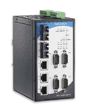 Serial-to-Ethernet Solutions NPort S000 Series Combo switch / serial device server NPort S455I-MM-SC 4-port RS-232/422/RS-45 serial device server Serial QoS for confi guring serial data transmission