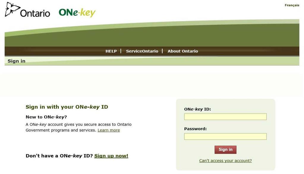 ONe-key Registration ONe-key Registration Steps 1 to 7 Step 1. Go to the ONe-key website at www.one-key.gov.on.ca. Step 2.