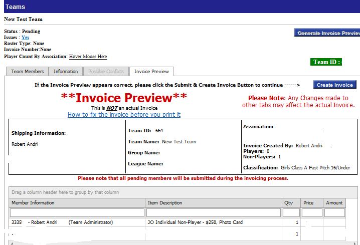 Step 7: Creating an Invoice The system will generate a preview of the invoice. Review the invoice to make sure it is correct.