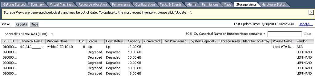 Viewing Fibre Channel Storage Information The Storage Views tab