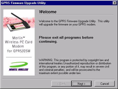 148 Firmware Setup and Upgrades 5. After the splash window, the Welcome window will be displayed. 6.
