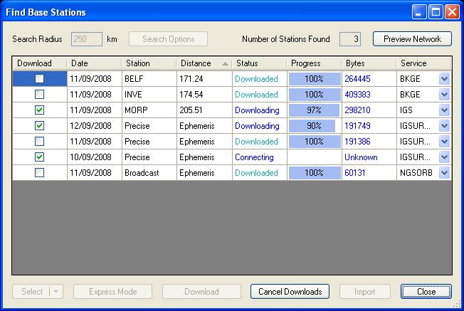 POSPac MMS Step 2, Base Data Automatically search for, download, and