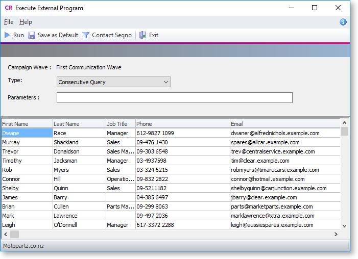EXO Business CRM User Guide All Contacts from the list(s) specified in the Target Contact Lists field are displayed in the grid; tick the Export box for all Contacts whose details you want to export.