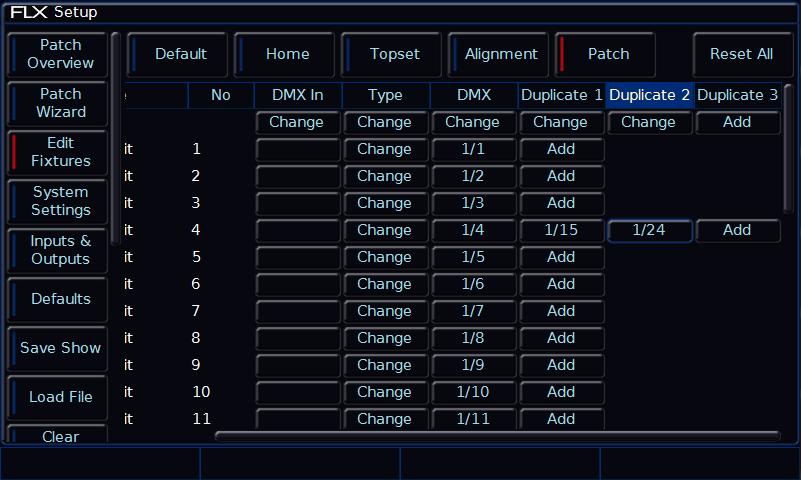 Adding duplicate addresses Using this feature, it is possible to patch a fixture to more than one DMX address in one or more universes. These additional patch addresses are known as duplicates.